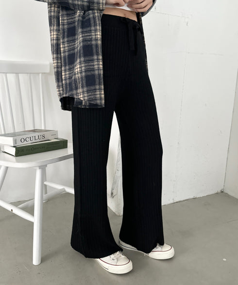 リブニットストレートパンツ | CL2254004 | ブラック