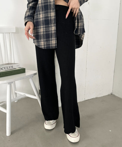 リブニットストレートパンツ | CL2254004 | ブラック