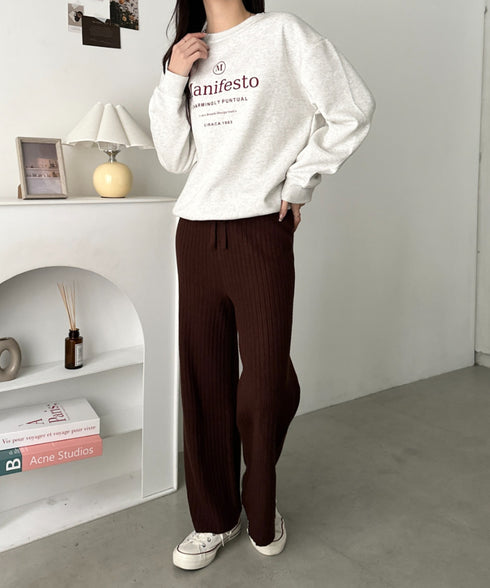 リブニットストレートパンツ | CL2254004 | ブラウン