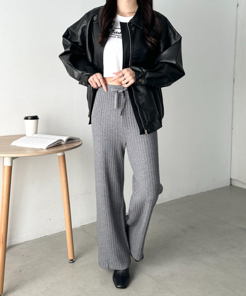 リブニットストレートパンツ | CL2254004 | グレー