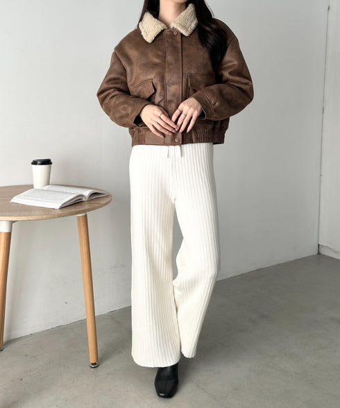 リブニットストレートパンツ | CL2254004 | アイボリー