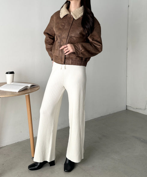 リブニットストレートパンツ | CL2254004 | アイボリー