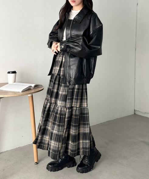 レトロチェック柄ティアードスカート | CL2256053 | ブラック