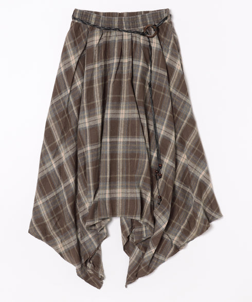 アシンメトリーチェックスカート | BA2253024 | ブラウン
