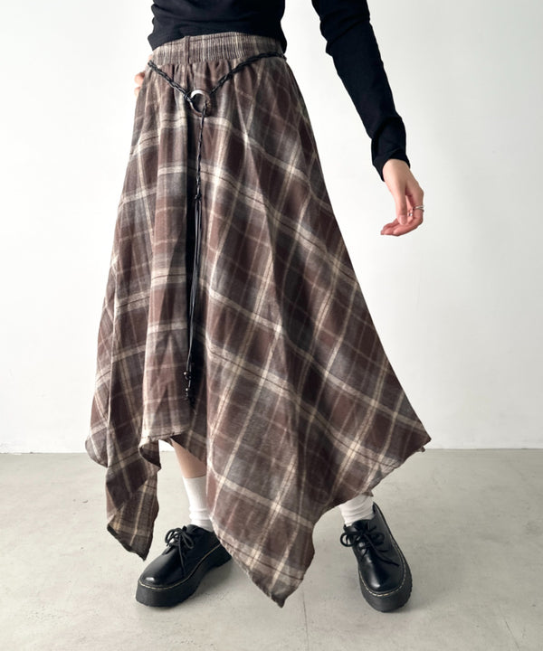 アシンメトリーチェックスカート | BA2253024 | ブラウン