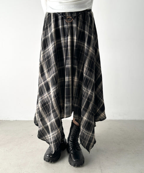 アシンメトリーチェックスカート | BA2253024 | ブラック