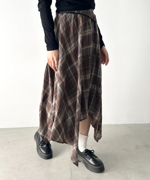 アシンメトリーチェックスカート | BA2253024 | ブラウン