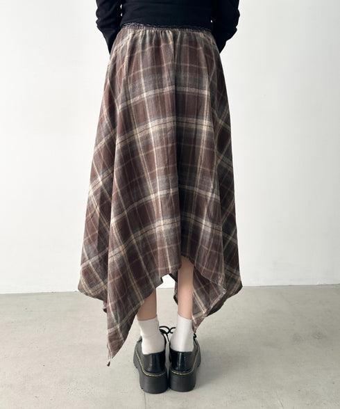 アシンメトリーチェックスカート | BA2253024 | ブラウン