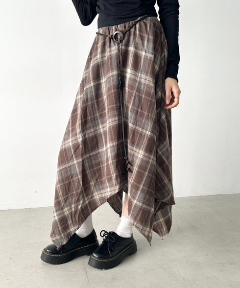 アシンメトリーチェックスカート | BA2253024 | ブラウン