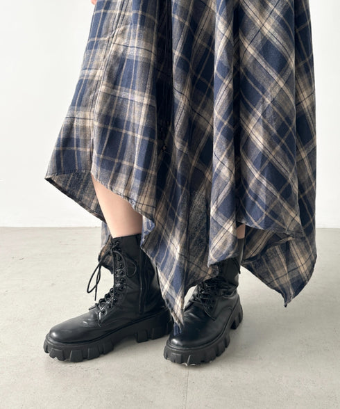 アシンメトリーチェックスカート | BA2253024 | ネイビー