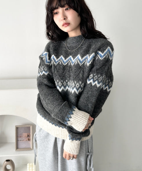ノルディックニットトップス | CL2254006 | ブラック
