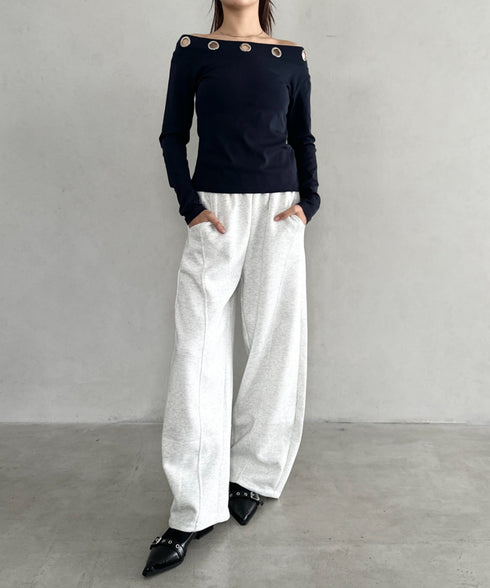 アイレットデザインオフショル長袖トップス | BA2253027 | ネイビー