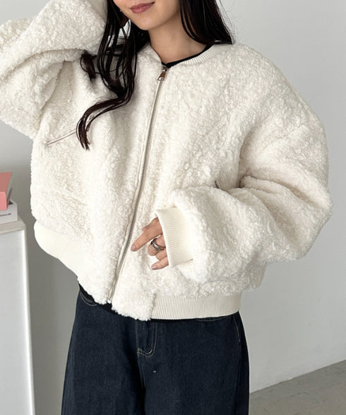 ノーカラーボアジャケット | CL2254007 | ホワイト