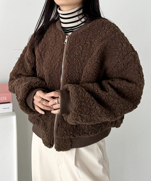 ノーカラーボアジャケット | CL2254007 | ブラウン