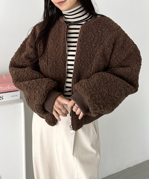 ノーカラーボアジャケット | CL2254007 | ブラウン