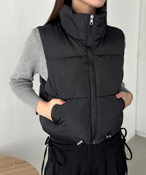 スタンドカラーコンパクトショート丈中綿ベスト | CL2256055 | ブラック