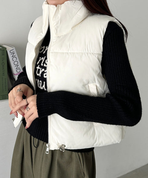 スタンドカラーコンパクトショート丈中綿ベスト | CL2256055 | アイボリー