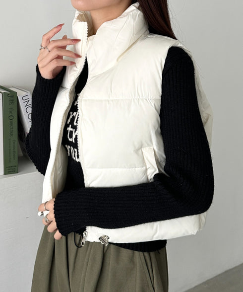 スタンドカラーコンパクトショート丈中綿ベスト | CL2256055 | アイボリー