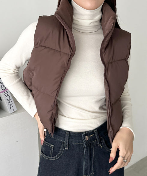 スタンドカラーコンパクトショート丈中綿ベスト | CL2256055 | ブラウン