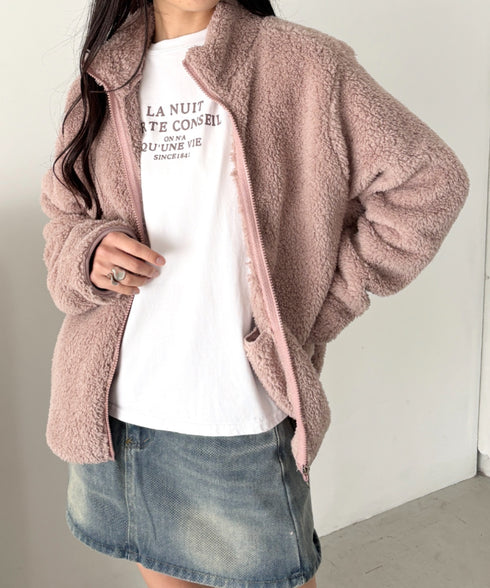 スタンドカラーフリースジップジャケット | CL2256059 | ピンクベージュ