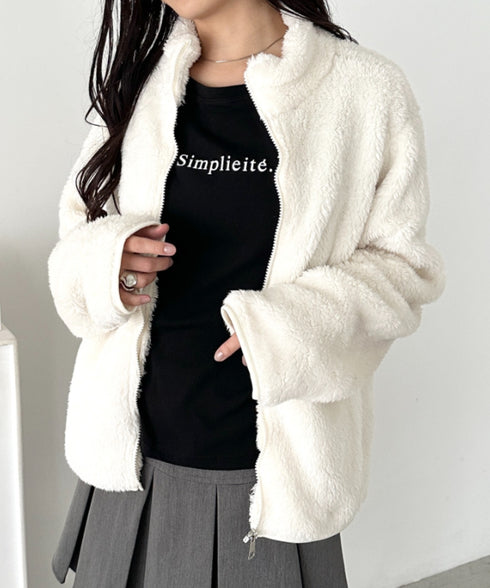 スタンドカラーフリースジップジャケット | CL2256059 | アイボリー