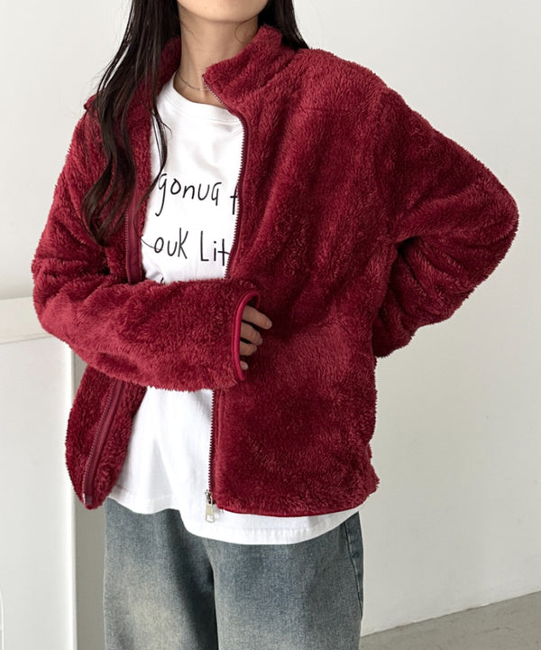 スタンドカラーフリースジップジャケット | CL2256059 | ワインレッド