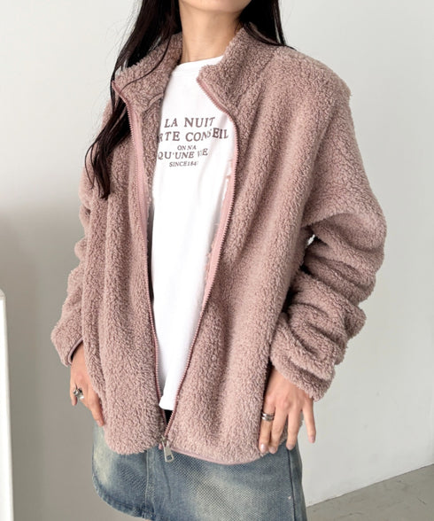 スタンドカラーフリースジップジャケット | CL2256059 | ピンクベージュ