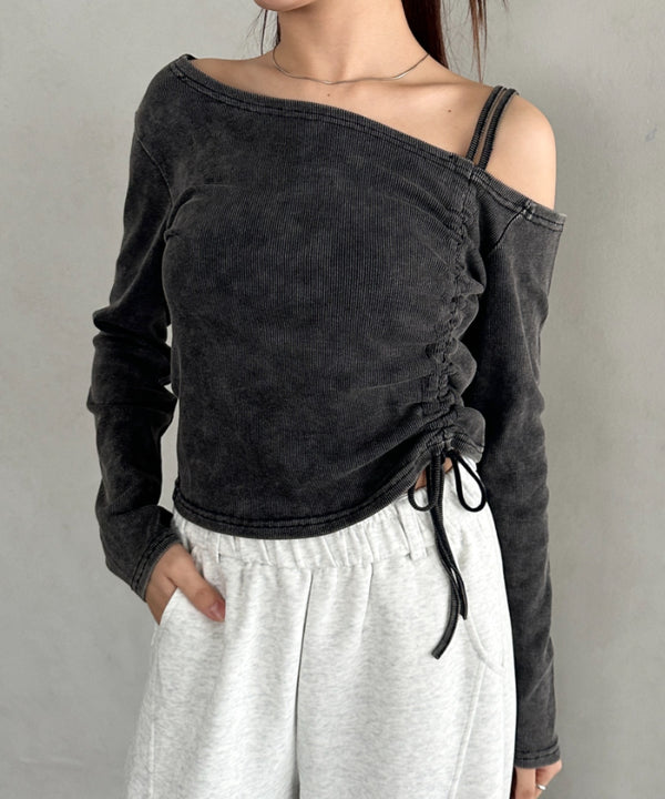 シャーリングピグメントワンショルトップス | BA2253028 | ブラック