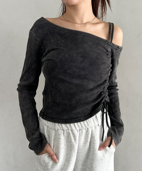 シャーリングピグメントワンショルトップス | BA2253028 | ブラック