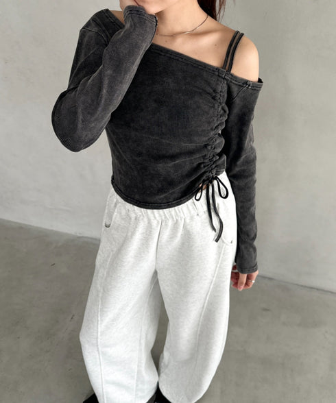 シャーリングピグメントワンショルトップス | BA2253028 | ブラック