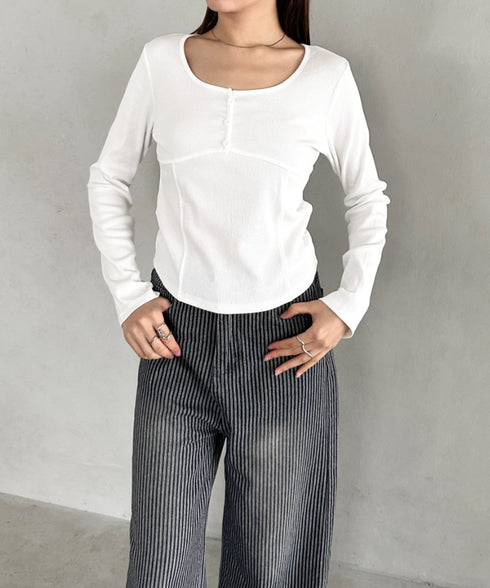 ピグメントヘンリーネックコンパクトトップス | BA2253029 | ホワイト