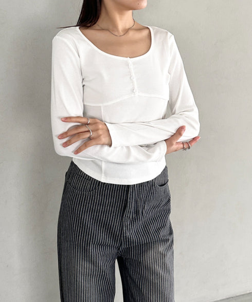 ピグメントヘンリーネックコンパクトトップス | BA2253029 | ホワイト