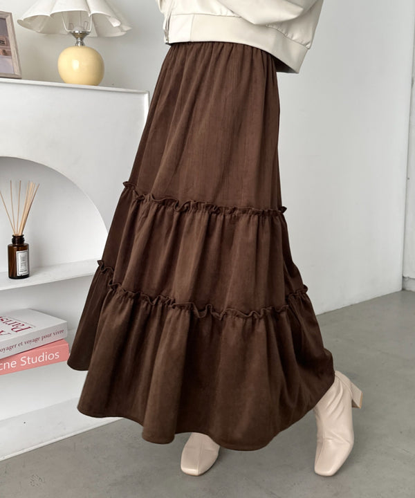 コーデュロイティアードロングスカート | CL2256062 | ブラウン