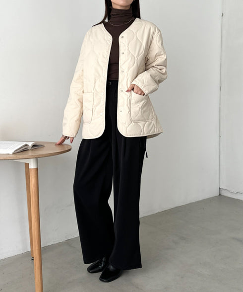 オーバーサイズノーカラーキルティングジャケット | CL2254010 | アイボリー