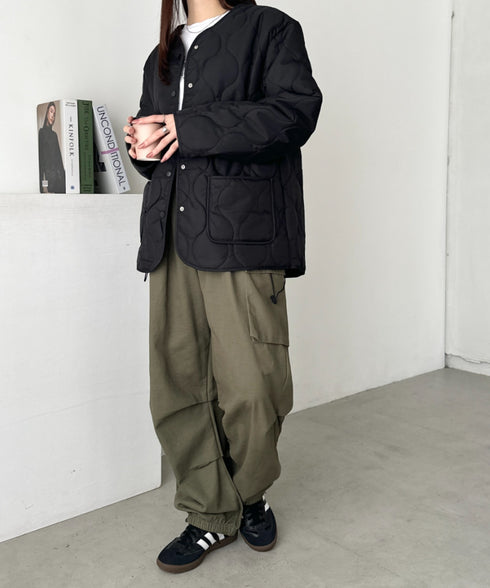 オーバーサイズノーカラーキルティングジャケット | CL2254010 | ブラック