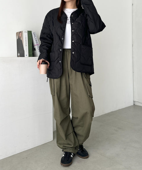 オーバーサイズノーカラーキルティングジャケット | CL2254010 | ブラック