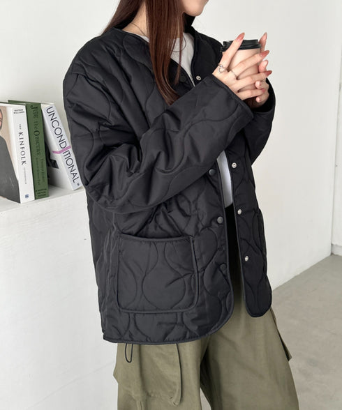 オーバーサイズノーカラーキルティングジャケット | CL2254010 | ブラック