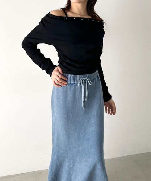 メランジニットロングスカート | BA2256047 | ブルー