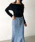 メランジニットロングスカート | BA2256047 | ブルー