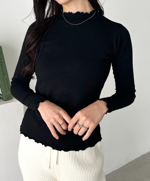 メロウフリル長袖トップス | CL2256065 | ブラック