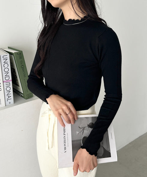 メロウフリル長袖トップス | CL2256065 | ブラック