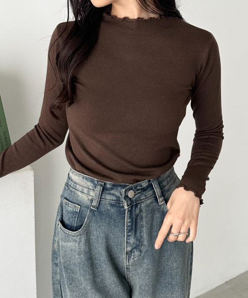 メロウフリル長袖トップス | CL2256065 | ブラウン