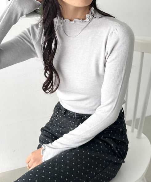 メロウフリル長袖トップス | CL2256065 | ライトグレー