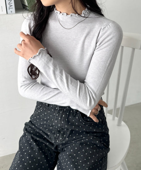 メロウフリル長袖トップス | CL2256065 | ライトグレー