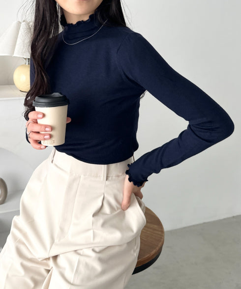 メロウフリル長袖トップス | CL2256065 | ネイビー