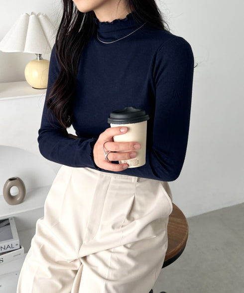 メロウフリル長袖トップス | CL2256065 | ネイビー