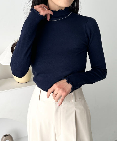 メロウフリル長袖トップス | CL2256065 | ネイビー