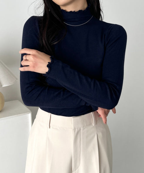 メロウフリル長袖トップス | CL2256065 | ネイビー
