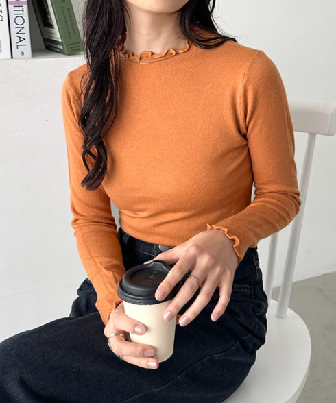 メロウフリル長袖トップス | CL2256065 | オレンジ