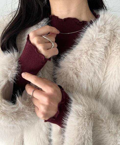 メロウフリル長袖トップス | CL2256065 | ワインレッド